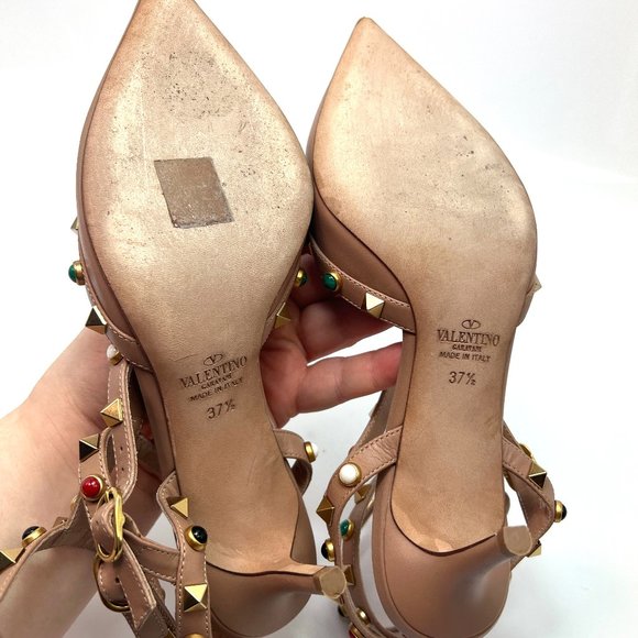 Valentino Garavani Brown Studded Heels - Picture 6 of 7